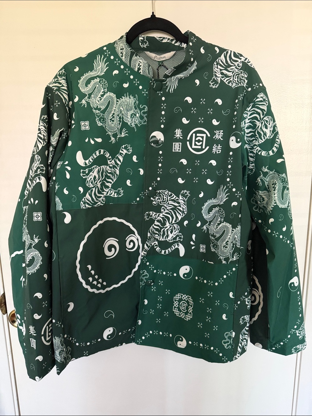 Green Bandana Print Button-Up Jacket